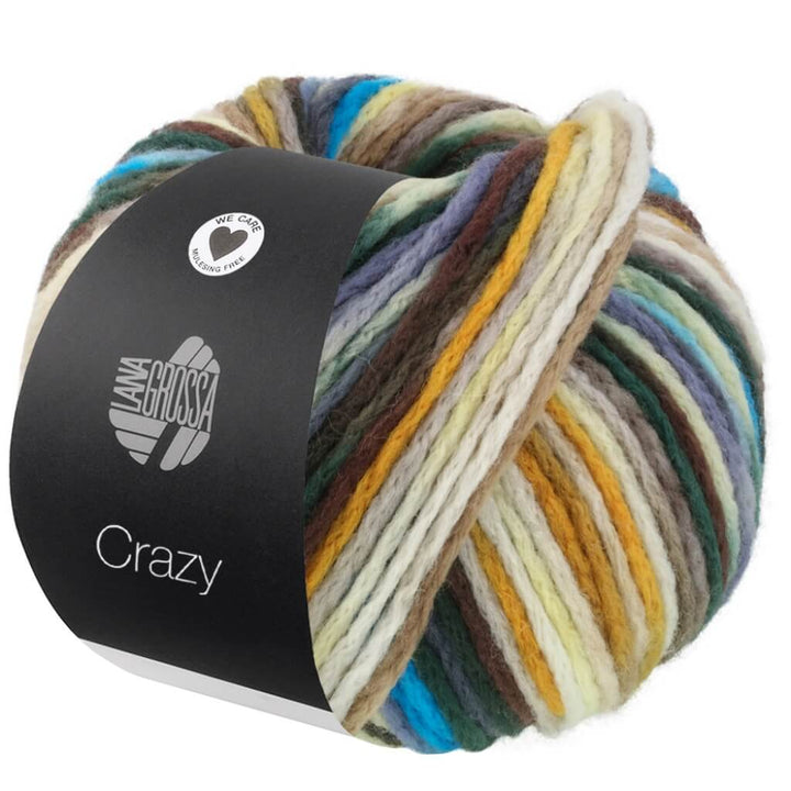 Lana Grossa Crazy, Farbe 3 Blassgelb/Gelb/Dunkel /Hellgrau/Dunkelgrün/ Muschel – Merino und Synthetik bei Lieblingsgarn