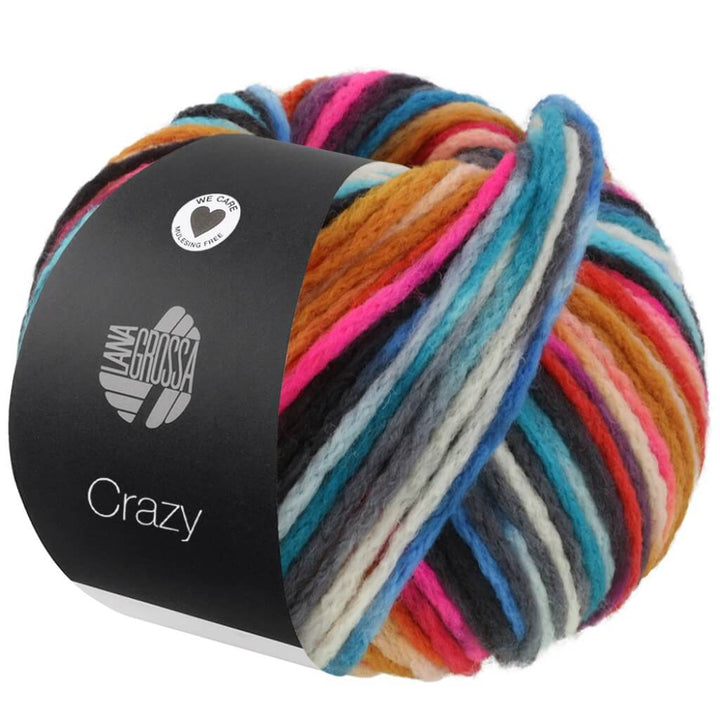 Lana Grossa Crazy, Farbe 4 Pink/Dunkelviolett/Hellblau/Blau/Bernstein/ Anthrazit – Merino und Synthetik bei Lieblingsgarn
