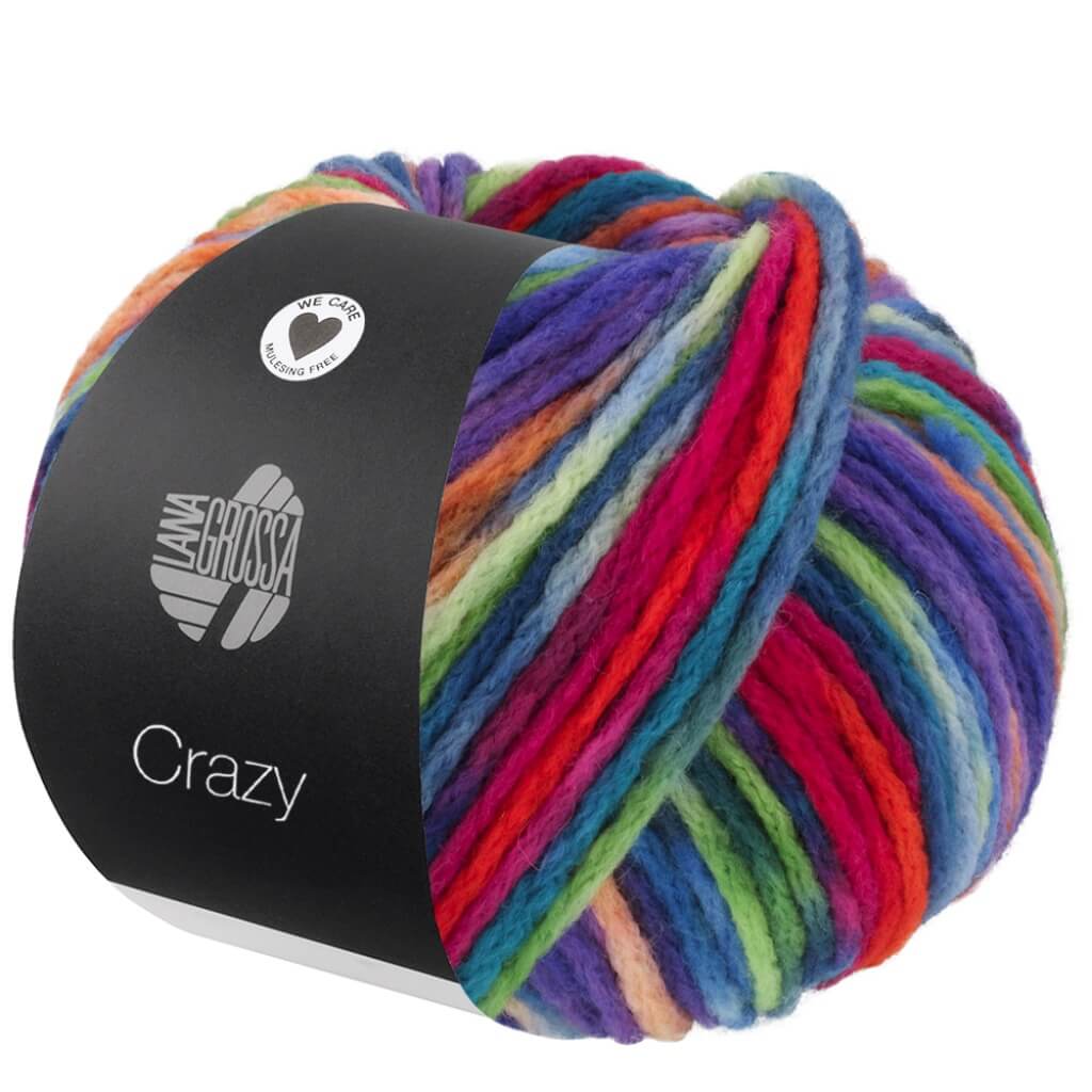 Lana Grossa Crazy, Farbe 5 Zart /Lindgrün/Petrol/Dunkel /Graublau/Royal/ Rost – Merino und Synthetik bei Lieblingsgarn