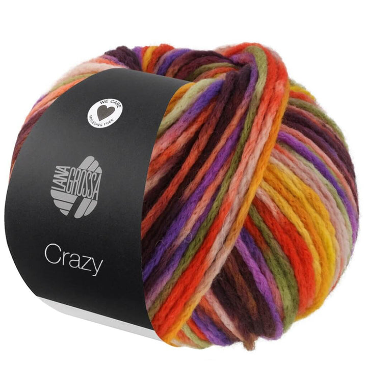 Lana Grossa Crazy, Farbe 7 Dottergelb/Violett/Brombeer/Lachs/Puderrosa – Merino und Synthetik bei Lieblingsgarn