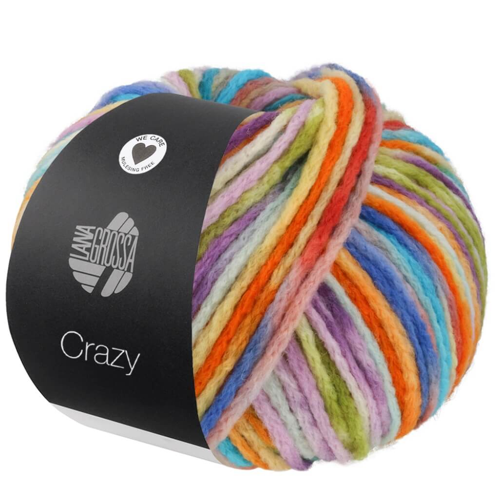 Lana Grossa Crazy, Farbe 8 Türkis/Lachs/Lila/Zartgrün/Himbeer/Orange – Merino und Synthetik bei Lieblingsgarn