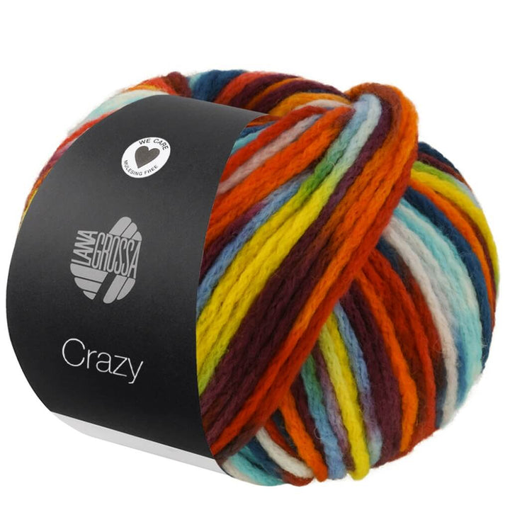 Lana Grossa Crazy, Farbe 9 Mint/Türkis/Petrolblau/Orange/Pflaume – Merino und Synthetik bei Lieblingsgarn