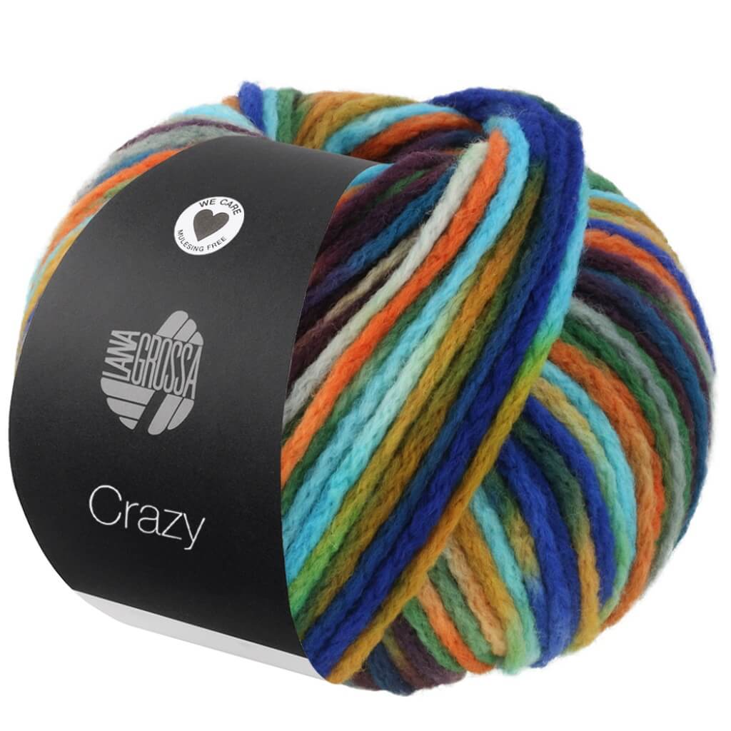 Lana Grossa Crazy, Farbe 10 Türkis/Orange/Senf/Royal – Merino und Synthetik bei Lieblingsgarn