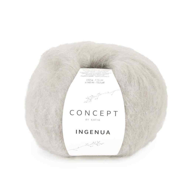 Katia Concept Ingenua, Farbe 074 Perlhellgrau – Mohair, Schurwolle und Synthetik bei Lieblingsgarn