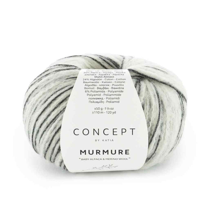 Katia Concept Murmure, Farbe 074 Naturweiß Schwarz – Alpaka, Baumwolle und Merino bei Lieblingsgarn