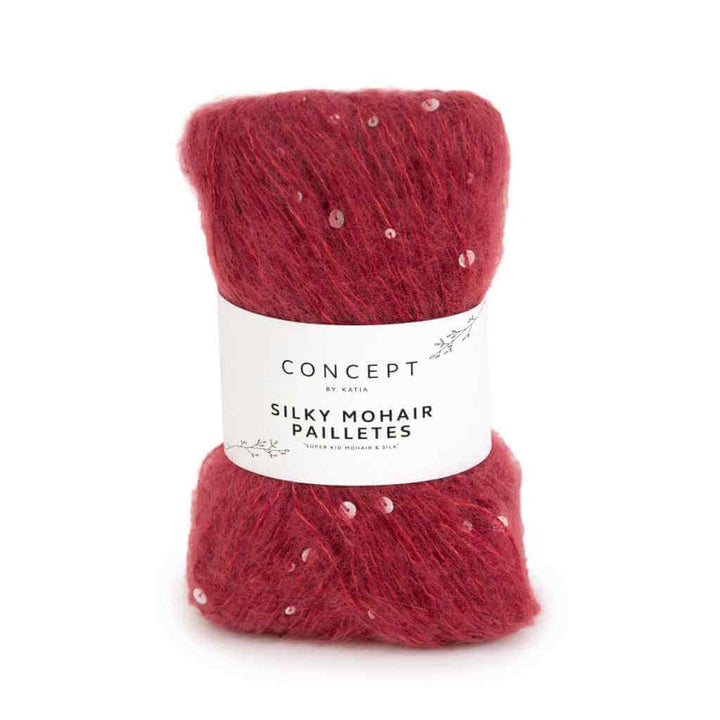 Katia Concept Silky Mohair Pailletes, Farbe 208 Blutrote – Baumwolle, Mohair und Schurwolle bei Lieblingsgarn