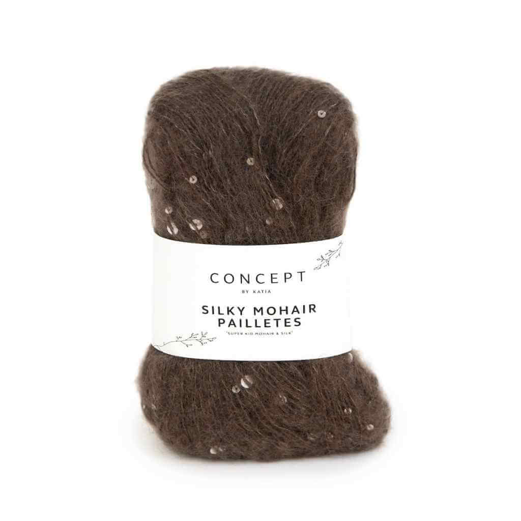 Katia Concept Silky Mohair Pailletes, Farbe 207 Schokoladen braun – Baumwolle, Mohair und Schurwolle bei Lieblingsgarn