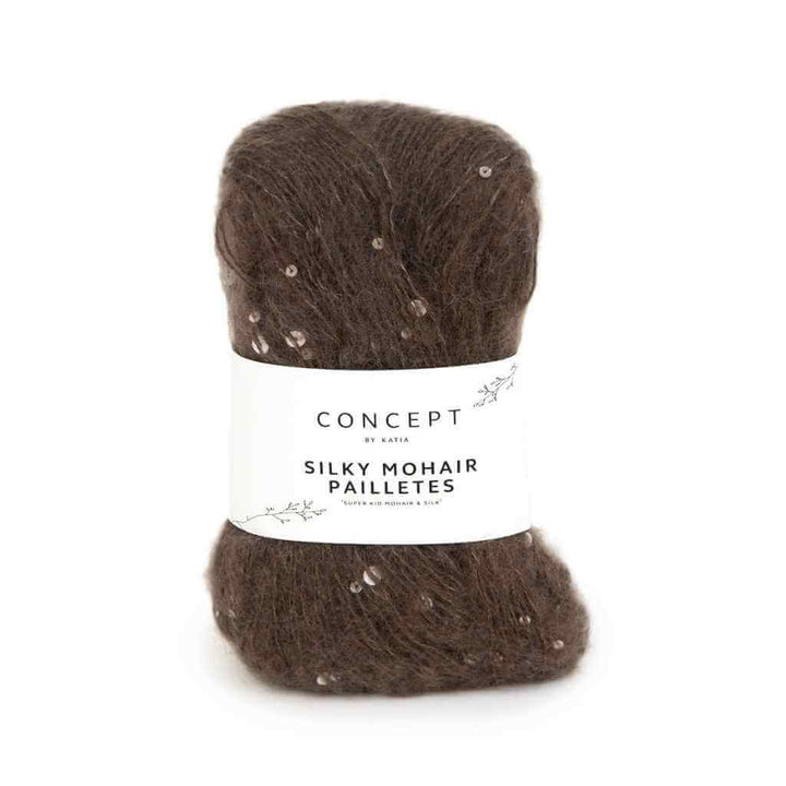 Katia Concept Silky Mohair Pailletes, Farbe 207 Schokoladen braun – Baumwolle, Mohair und Schurwolle bei Lieblingsgarn