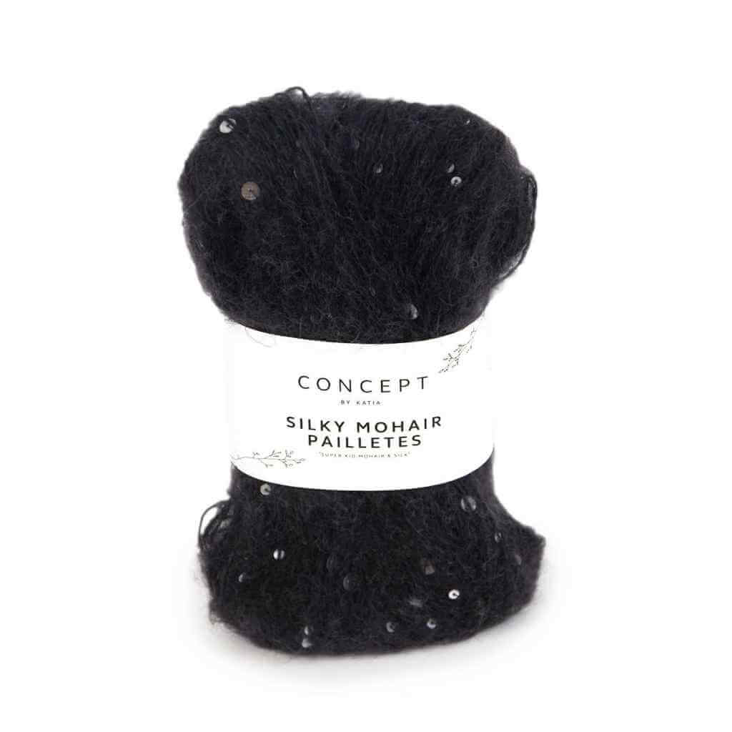 Katia Concept Silky Mohair Pailletes, Farbe 209 Schwarz – Baumwolle, Mohair und Schurwolle bei Lieblingsgarn
