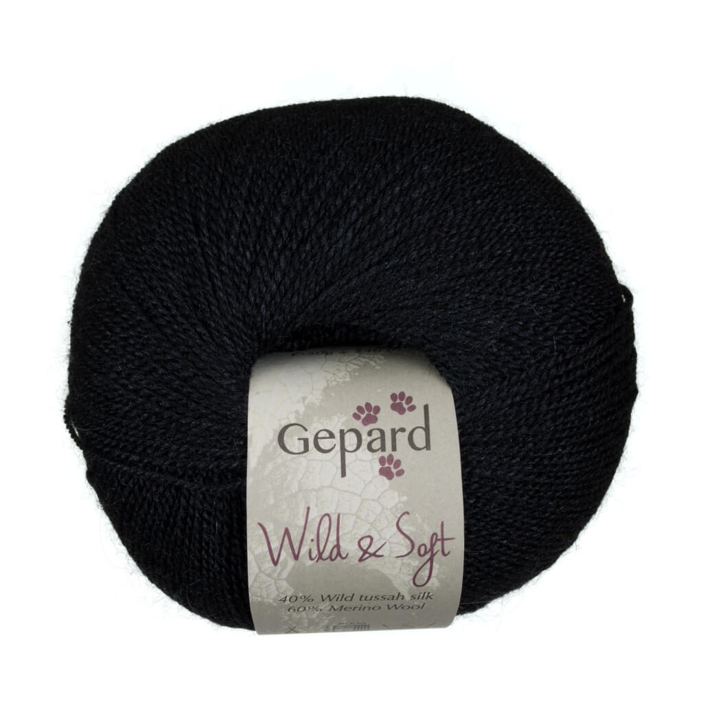 Gepard Wild &amp; Soft, Farbe 599 – Black – Merino und Seide bei Lieblingsgarn