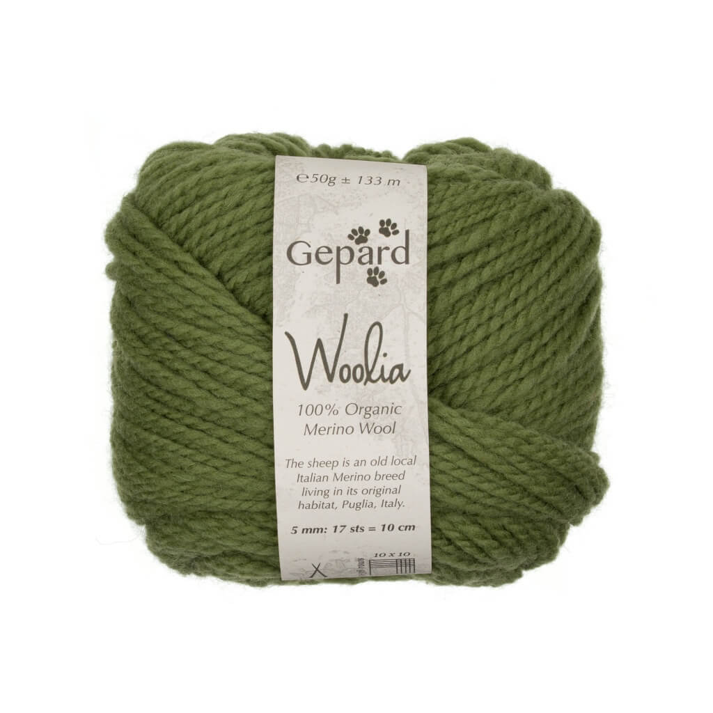 Gepard Woolia, Farbe 860 – Olive – Merino bei Lieblingsgarn
