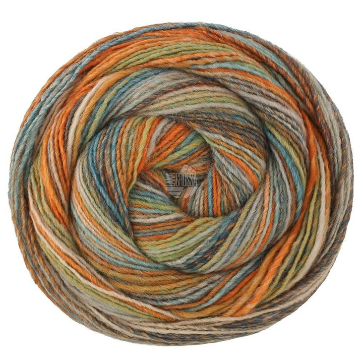 Lana Grossa Gomitolo Disegno, Farbe 522 Oliv/Beige/Ocker/Dunkel /Hellgrau/Türkis/ Orange/Mint bei Lieblingsgarn