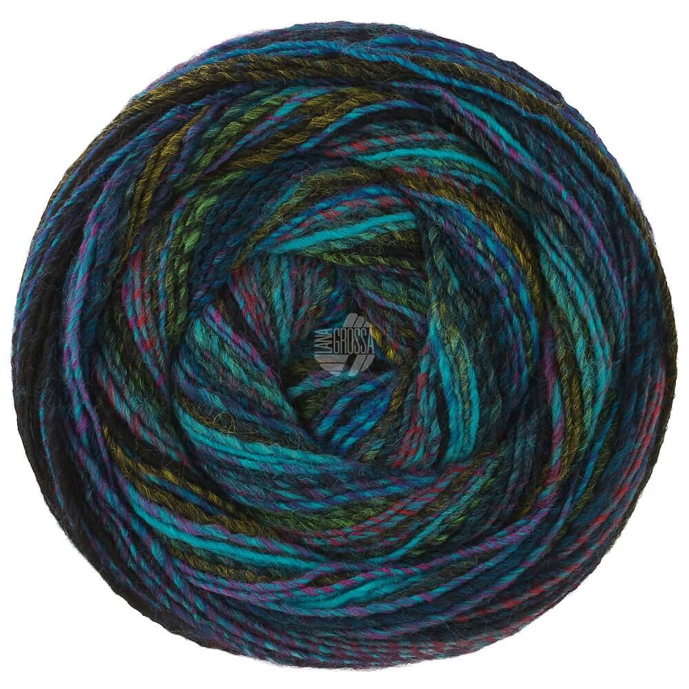 Lana Grossa Gomitolo Disegno, Farbe 528 Türkis/Hell /Dunkeloliv/Blau/Nachtblau/Dunkelrot – Schurwolle und bei Lieblingsgarn