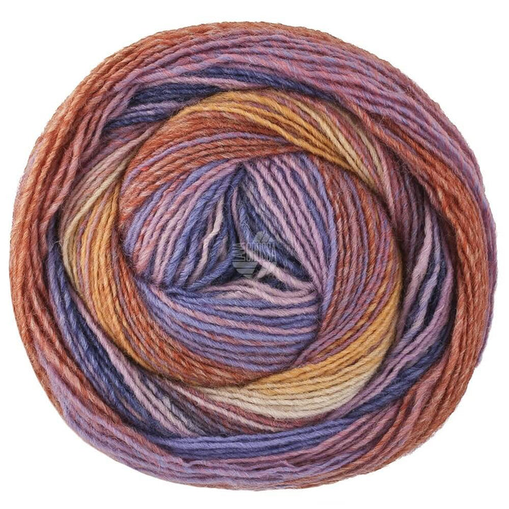 Lana Grossa Gomitolo Modo, Farbe 621 Mauve/Flieder/Blau/Dunkelblau/Rosenholz/ bei Lieblingsgarn