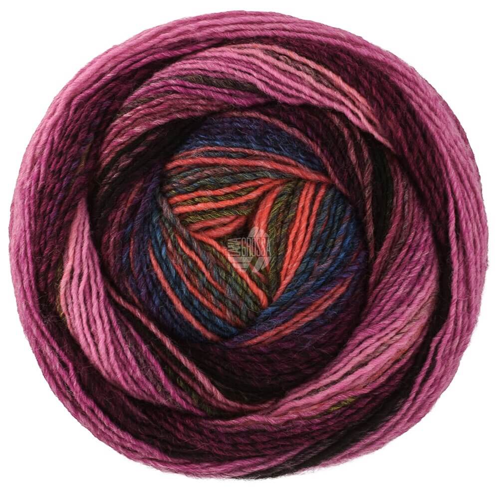 Lana Grossa Gomitolo Modo, Farbe 623 Schwarz /Graurot/Koralle/Pink/Dunkelpetrol/ bei Lieblingsgarn