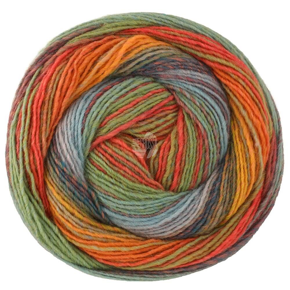 Lana Grossa Gomitolo Modo, Farbe 625 Graurot/Rot/Orange/Safrangelb/Khaki/Hellgrau/ Graublau/Graugrün/Oliv bei Lieblingsgarn