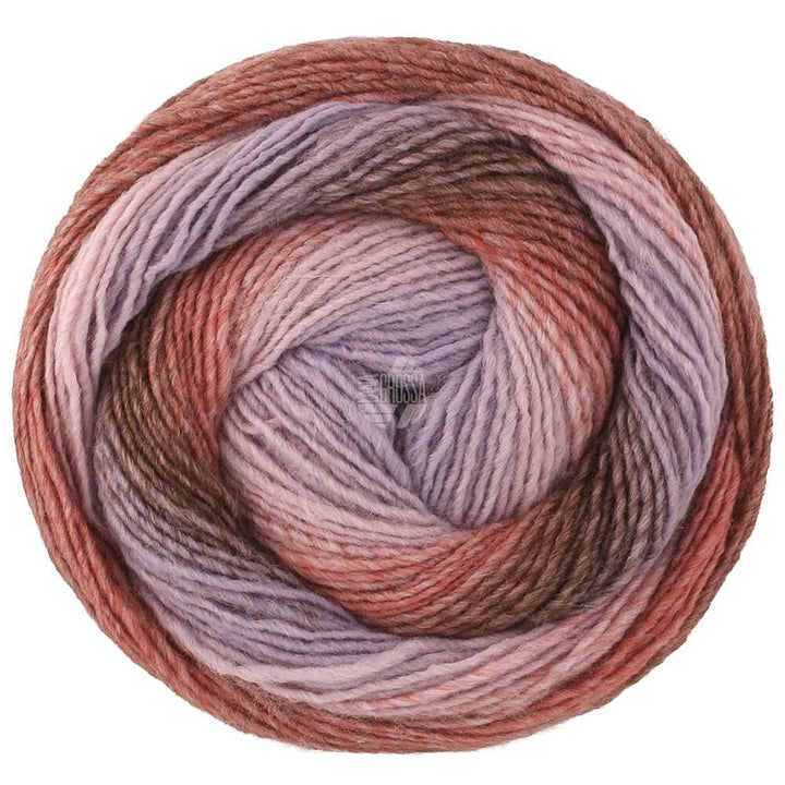 Lana Grossa Gomitolo Versione - Bobbel Wolle, Farbe 465 Graubraun/Rosenholz/Mauve/Flieder – Acryl, Merino bei Lieblingsgarn