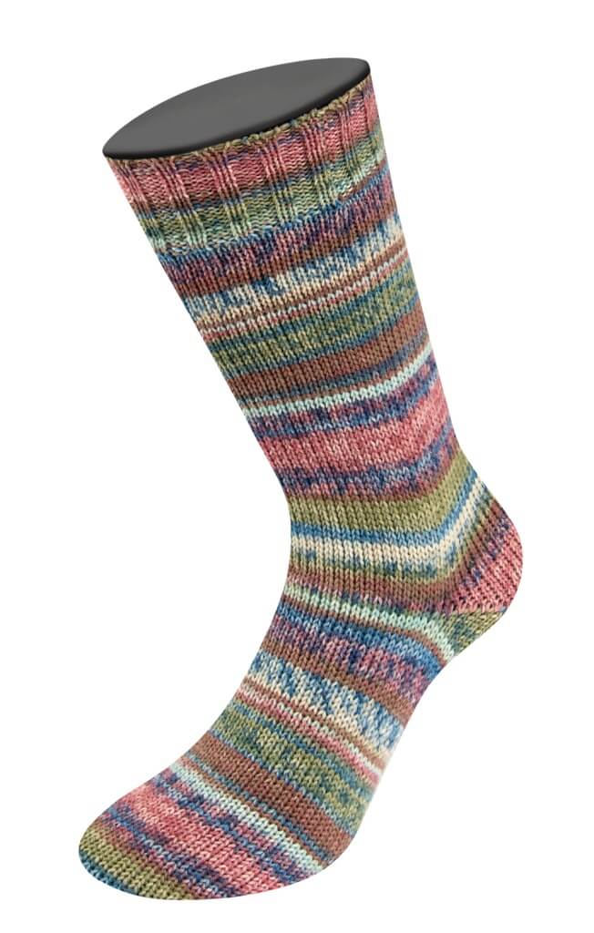 Lana Grossa Landlust Die Sockenwolle, Farbe 617 Braun/Jeans/Erika/Natur/Hellblau/Resedagrün/Mint bei Lieblingsgarn