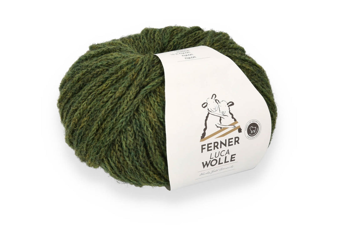 Ferner Wolle Luca, Farbe LC23  moosgrün – Alpaka, Merino und Synthetik bei Lieblingsgarn