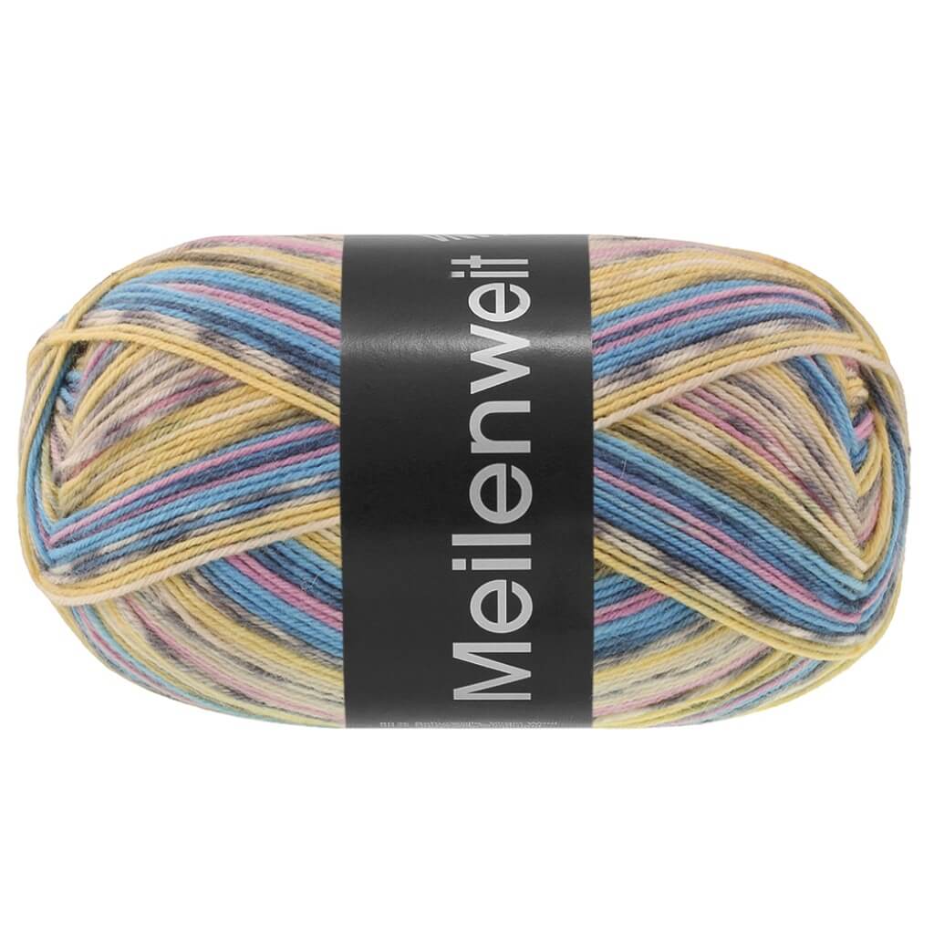 Lana Grossa Meilenweit 100 Cervinia, Farbe 1706 Himmelblau/Mausgrau/Gelb/Ecru/Hellbeige/ bei Lieblingsgarn