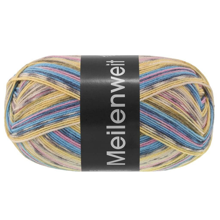 Lana Grossa Meilenweit 100 Cervinia, Farbe 1706 Himmelblau/Mausgrau/Gelb/Ecru/Hellbeige/ bei Lieblingsgarn