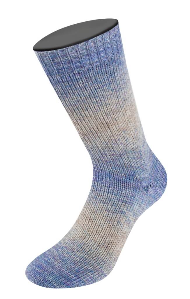 Lana Grossa Meilenweit 100 Merino Extrafein Shades, Farbe 7233 Hellgrau/Beige/Marine/Blau/Rotviolett bei Lieblingsgarn