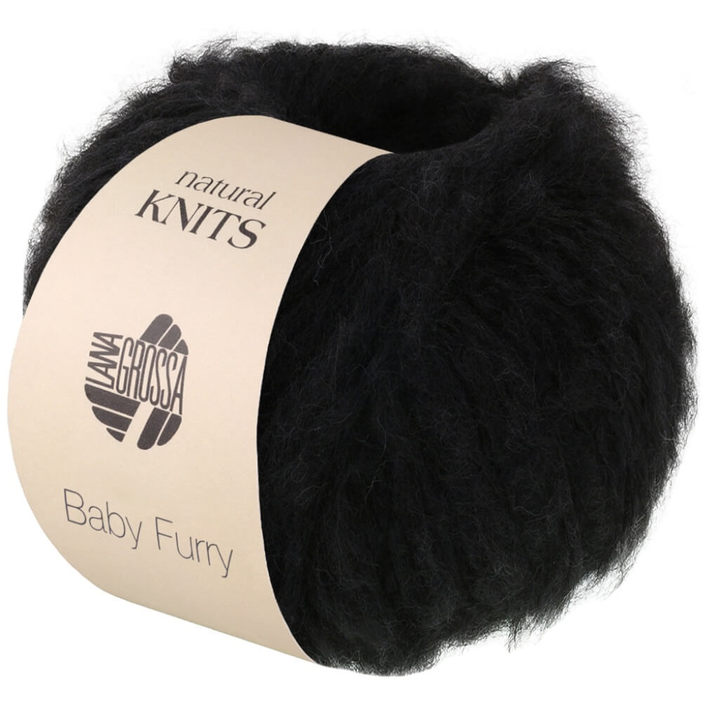 Lana Grossa Baby Furry, Farbe 9 Schwarz – Alpaka, Baumwolle und Merino bei Lieblingsgarn