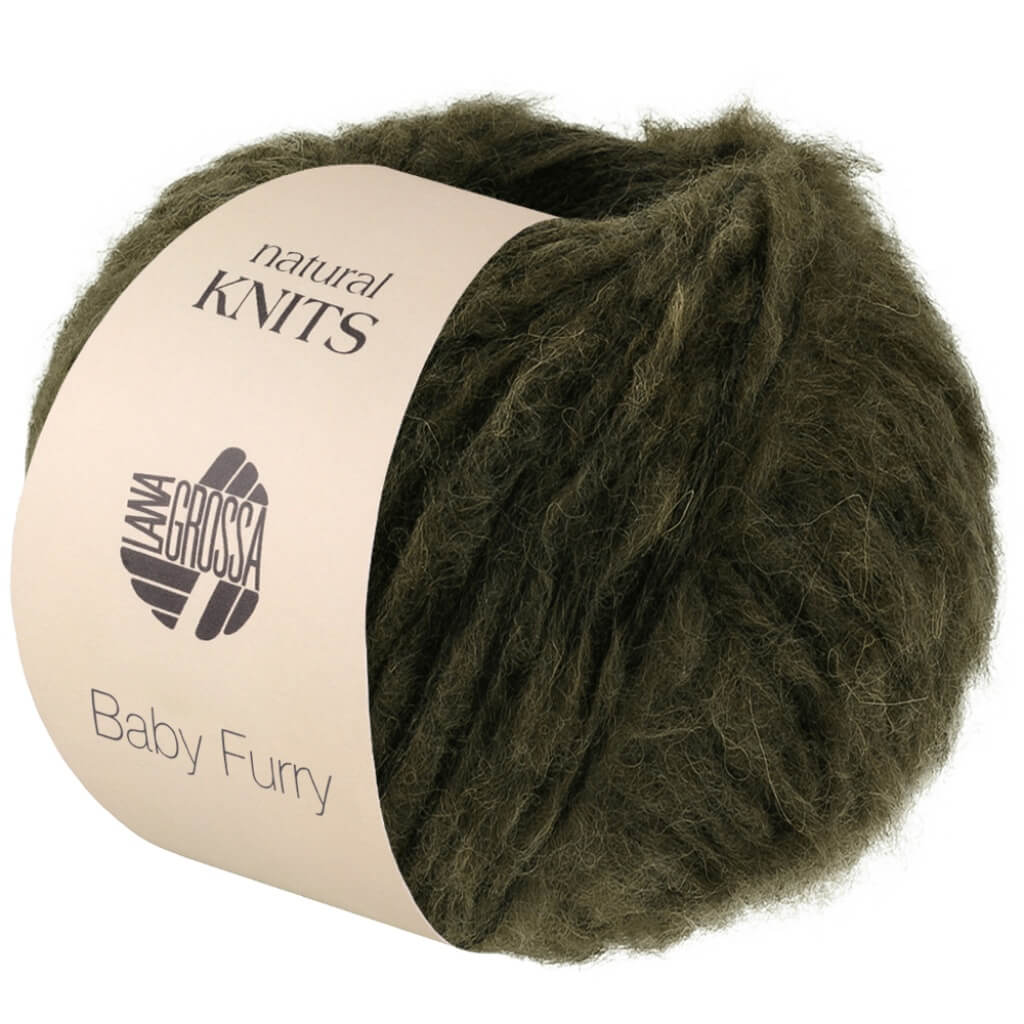 Lana Grossa Baby Furry, Farbe 14 Dunkeloliv – Alpaka, Baumwolle und Merino bei Lieblingsgarn