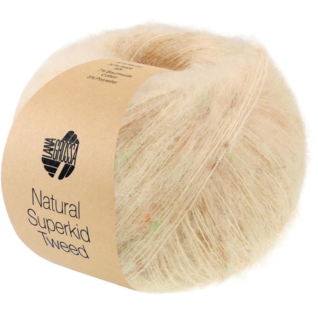 Lana Grossa Natural Superkid Tweed, Farbe 639 Beige – Baumwolle, Mohair und Seide bei Lieblingsgarn