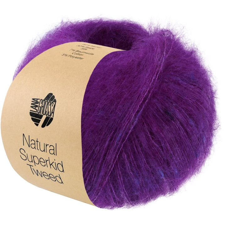 Lana Grossa Natural Superkid Tweed, Farbe 642 Dunkelviolett – Baumwolle, Mohair und Seide bei Lieblingsgarn