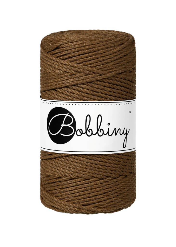 Bobbiny Makramee Garn 3mm gedreht, Farbe Nut Brown – Baumwolle bei Lieblingsgarn