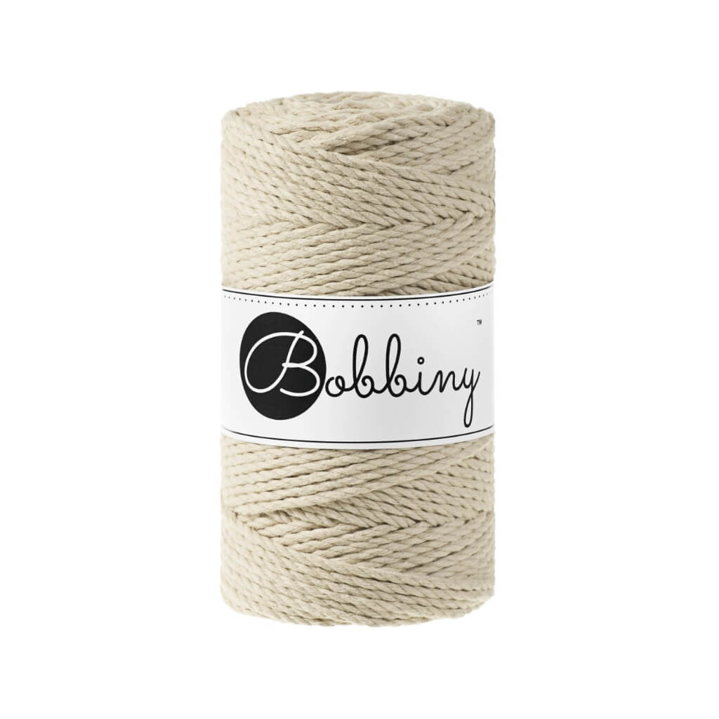 Bobbiny Makramee Garn 3mm gedreht, Farbe Beige – Baumwolle bei Lieblingsgarn