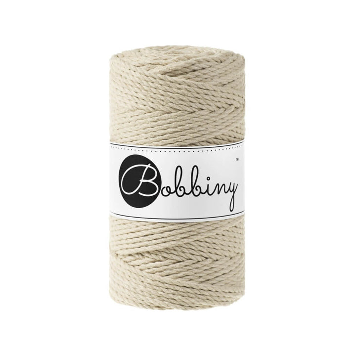 Bobbiny Makramee Garn 3mm gedreht, Farbe Beige – Baumwolle bei Lieblingsgarn
