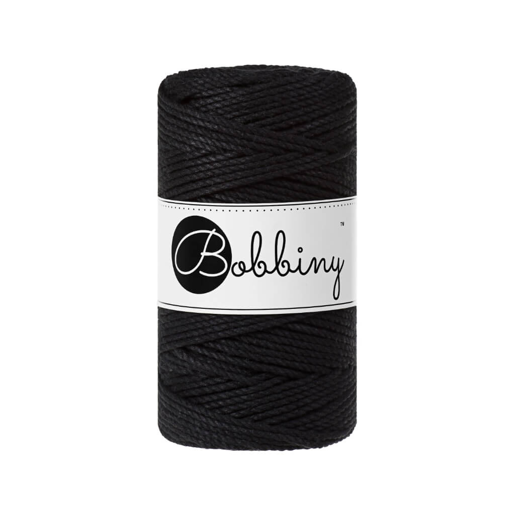 Bobbiny Makramee Garn 3mm gedreht, Farbe Black – Baumwolle bei Lieblingsgarn