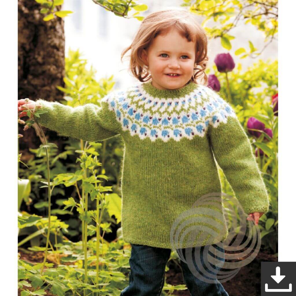 Lopi Pattern Kinderpullover Bláklukka Strickanleitung - Lopi (PDF) bei bei bei bei Lieblingsgarn
