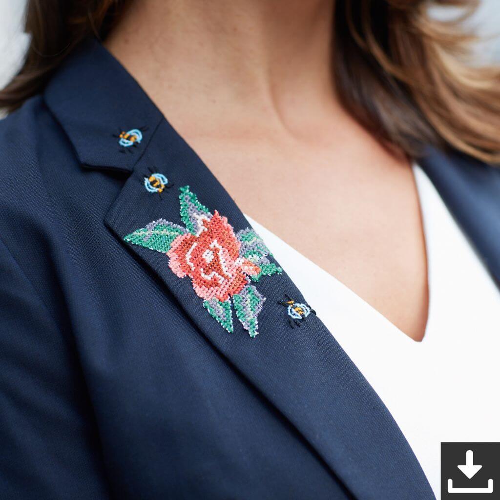 Anchor Pattern Blazer mit Rose Stickanleitung - Anchor (PDF) bei bei bei bei Lieblingsgarn