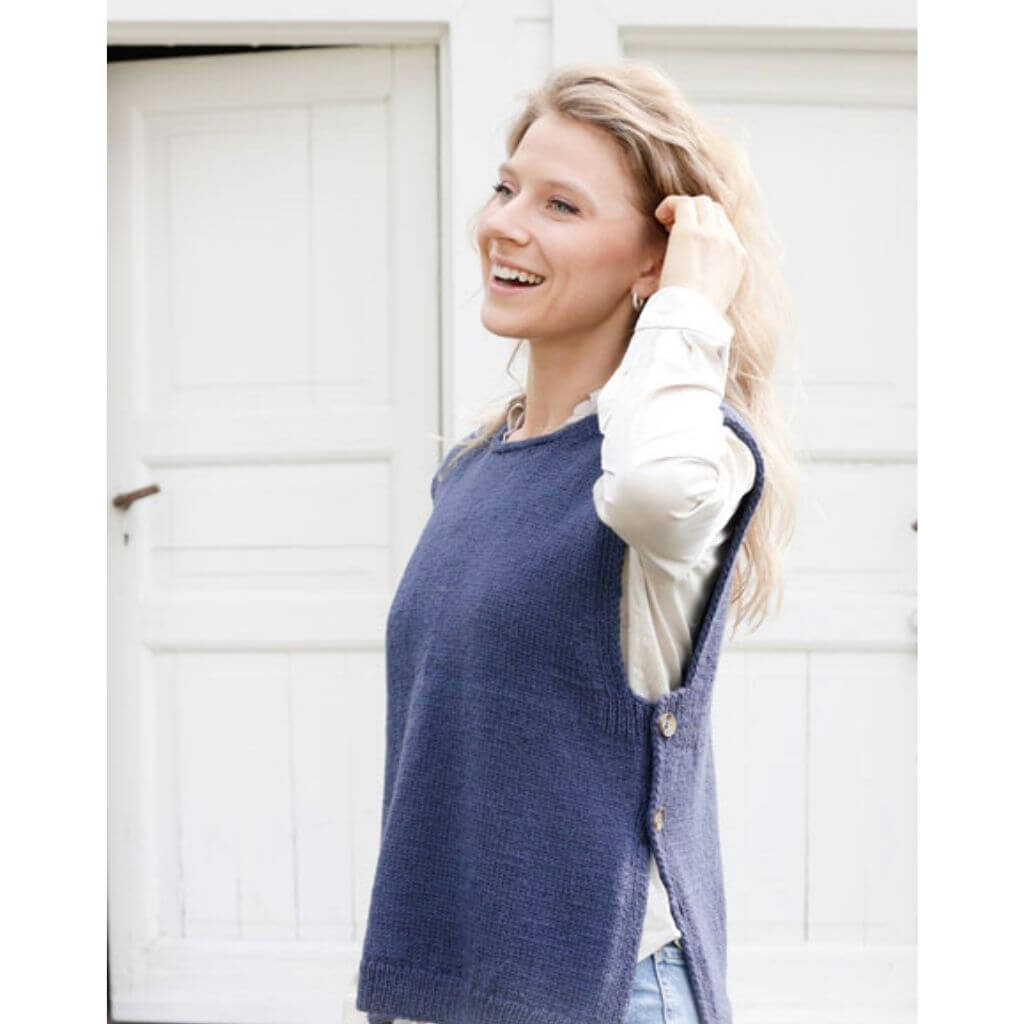 Drops Design Pattern Damen Pullunder Blue Night Vest Strickanleitung - Drops (PDF) bei bei bei bei Lieblingsgarn