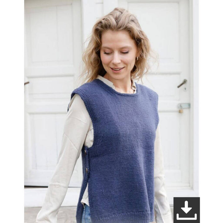 Drops Design Pattern Damen Pullunder Blue Night Vest Strickanleitung - Drops (PDF) bei bei bei bei Lieblingsgarn