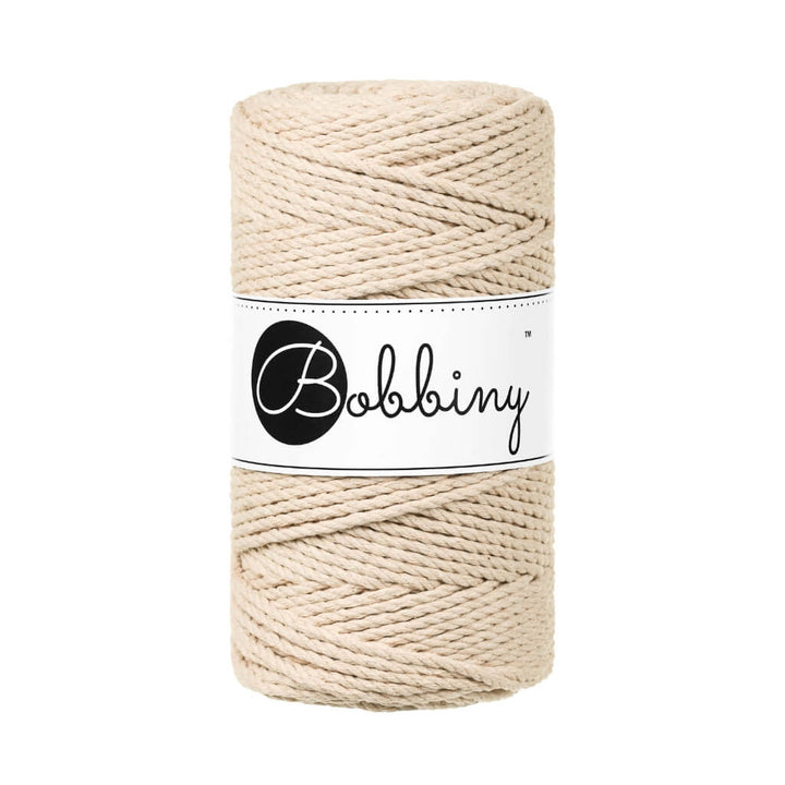 Bobbiny Makramee Garn 3mm gedreht, Farbe Warm Beige – Baumwolle bei Lieblingsgarn