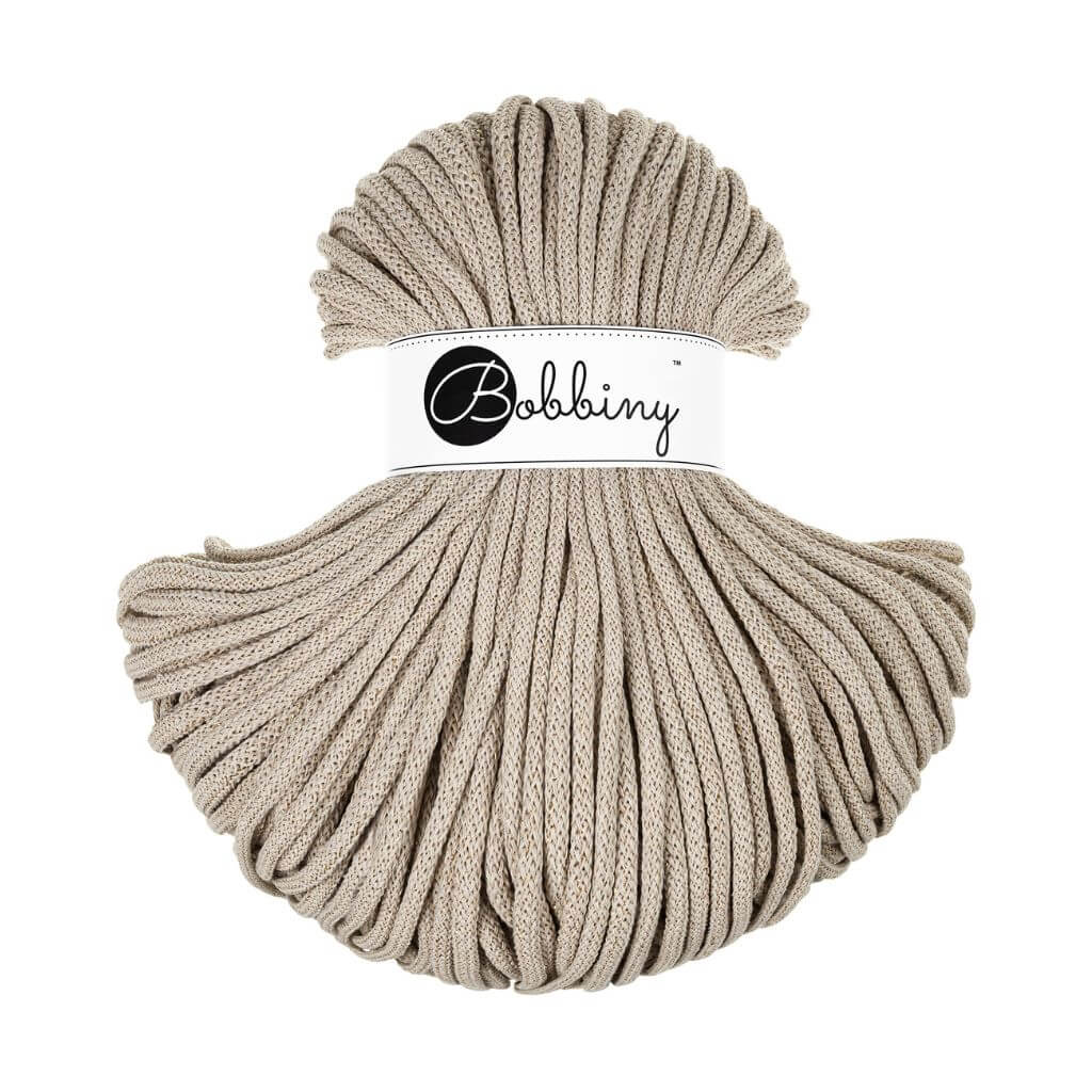 Bobbiny Premium Kordel 5 mm x 50 m, Farbe Beige – Baumwolle bei Lieblingsgarn