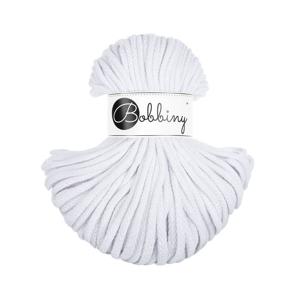 Bobbiny Premium Kordel 5 mm x 50 m, Farbe White – Baumwolle bei Lieblingsgarn