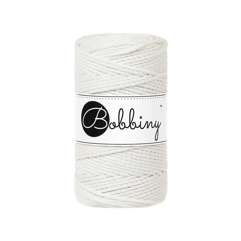 Bobbiny Makramee Garn 3mm gedreht, Farbe Off White – Baumwolle bei Lieblingsgarn