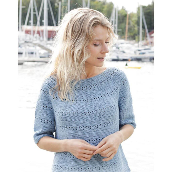 Drops Design Pattern Damen Pullover Bonnie Blue Häkelset - Drops (PDF) bei bei bei bei Lieblingsgarn