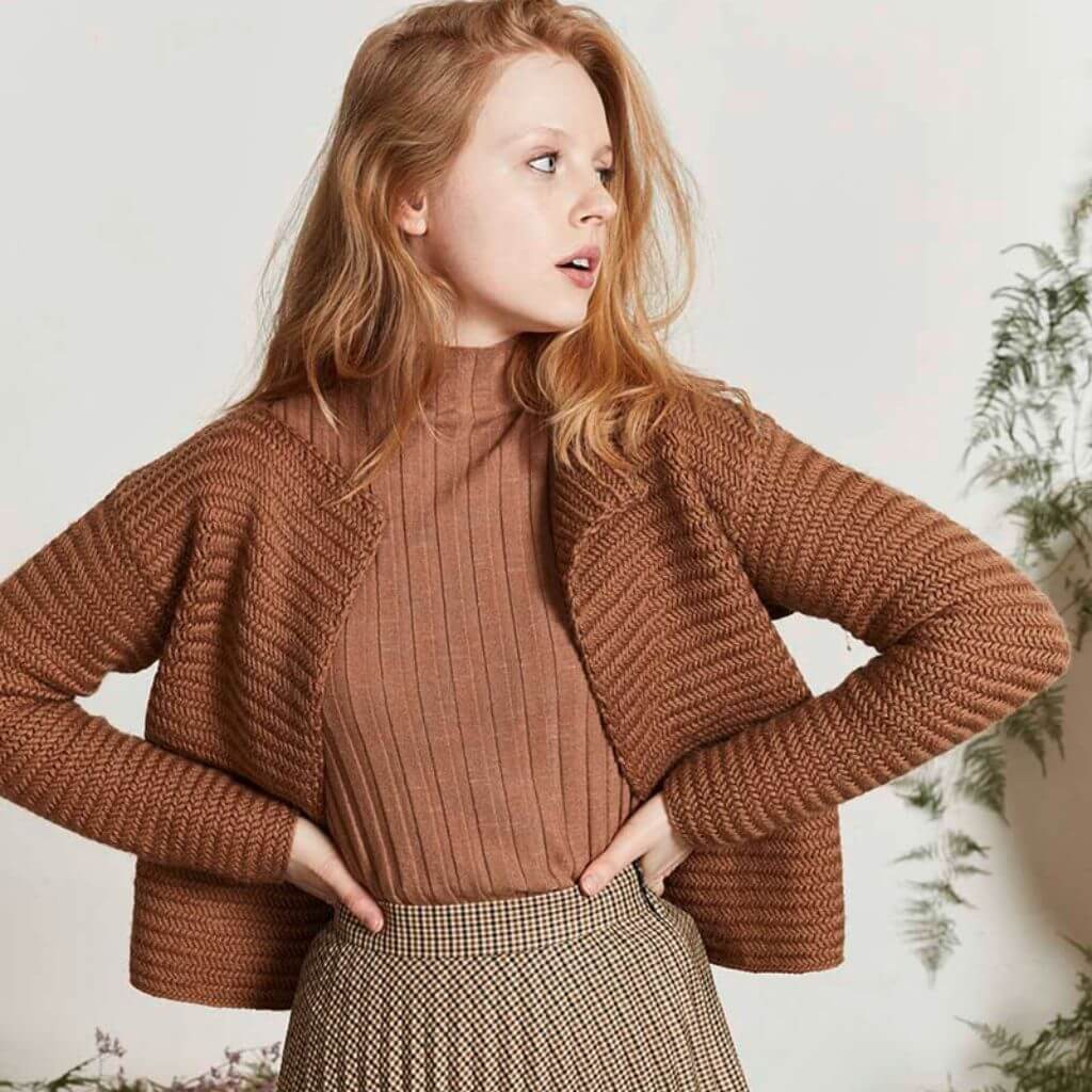 Lang Yarns Pattern Cardigan im Fischgrätmuster Strickanleitung - Lang Yarns (PDF) bei bei bei bei Lieblingsgarn