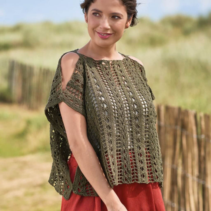 Schachenmayr Pattern Luftiges Shirt mit Lochmuster Häkelset - Schachenmayr (PDF) bei bei bei bei Lieblingsgarn
