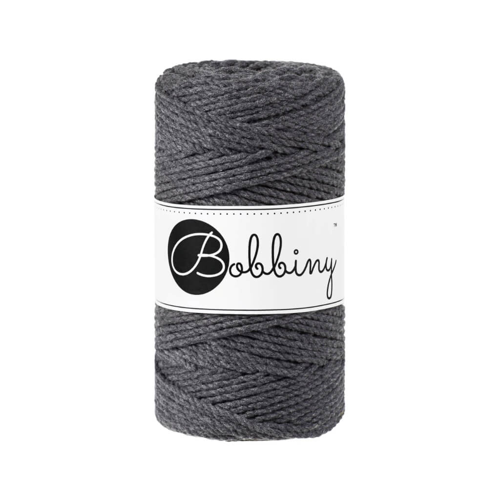 Bobbiny Makramee Garn 3mm gedreht, Farbe Charcoal – Baumwolle bei Lieblingsgarn