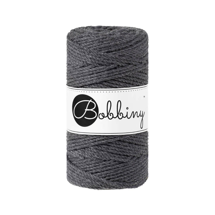 Bobbiny Makramee Garn 3mm gedreht, Farbe Charcoal – Baumwolle bei Lieblingsgarn