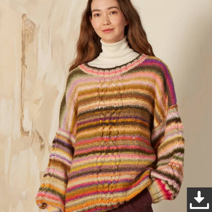 Lang Yarns Pattern Streifenpullover mit Zopfmuster Strickanleitung - Lang Yarns (PDF) bei bei bei bei Lieblingsgarn