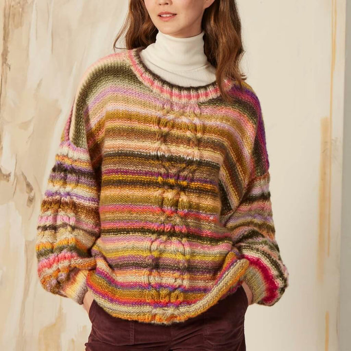 Lang Yarns Pattern Streifenpullover mit Zopfmuster Strickanleitung - Lang Yarns (PDF) bei bei bei bei Lieblingsgarn