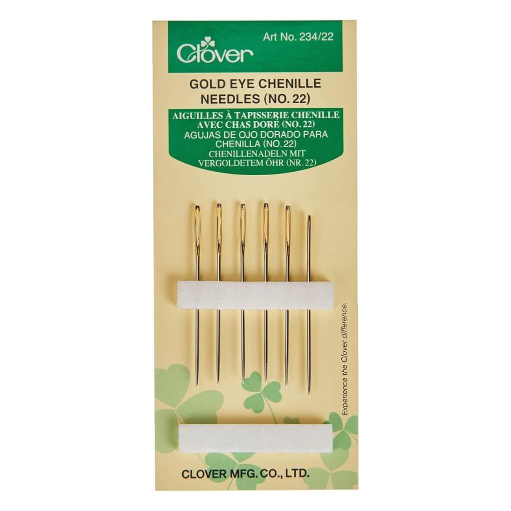 Clover Chenillenadeln mit vergoldetem Öhr, Farbe Nr. 22 – Metall bei Lieblingsgarn